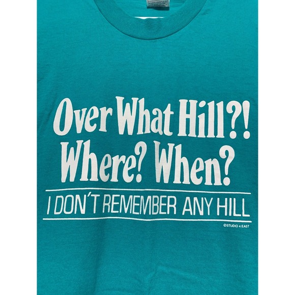 Fruit of the Loom Men Size XL Blue Over What Hill Single Stitch VTG Shirt - Picture 3 of 6